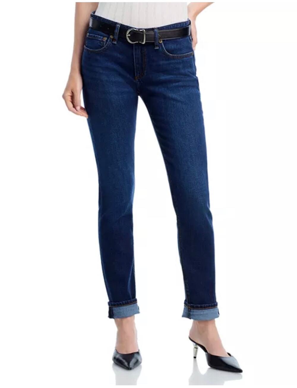 Rag & Bone Featherweight Dre Low Rise Slim Boyfriend Jeans Alba Blue Size 24 NWT